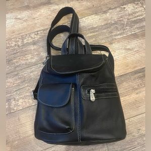 Royce New York leather black backpack